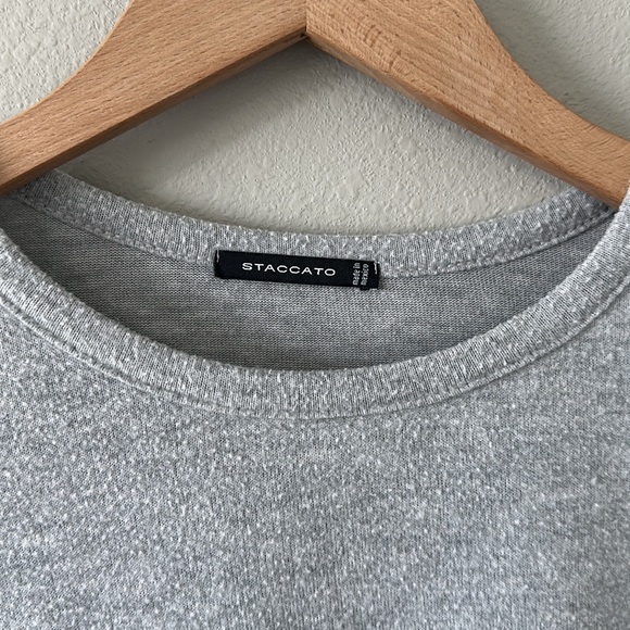 Staccato Gray/Leopard Print Color Block Long Sleeve Tunic Blouse Small - Picture 9 of 13